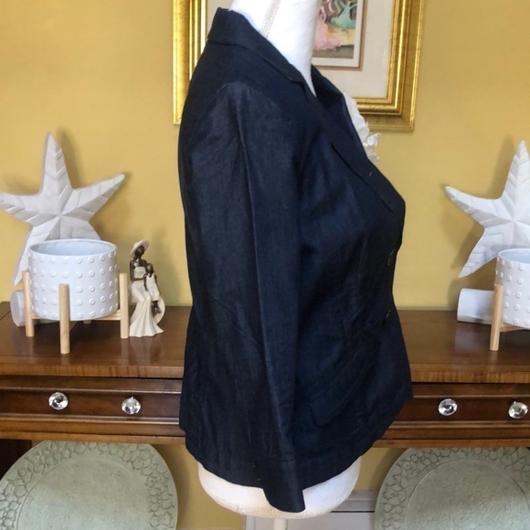 Kate Hill Women’s Light Weight Cotton Blue Denim Cropped Blazer/Jacket Size 10P - Picture 6 of 16